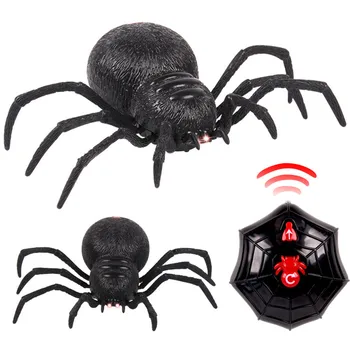 Elektroninių pet Nuotolinio Valdymo Modeliavimas tarantula Akys Spindi smart black Spider 4Ch Helovinas RC Sudėtinga Išdaiga Baisu Žaislą dovanų