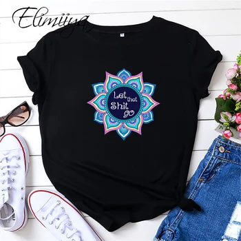 Elimiiya 2020 Sunmmer Moterų Sun Flower Print T Shirt Moterims, Grafinis Tee Trumpas Rankovės O-Kaklo Viršūnes Tees Medvilnės marškinėliai Plius Dydis