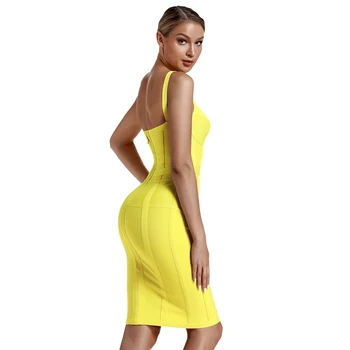 Elnias Lady Prabanga Tvarstis Suknelė 2019 Naujokų Vasaros Citrinų Korsetas Tvarstis Suknelė Sexy V Kaklo Įžymybė Šalis Suknelė Bodycon