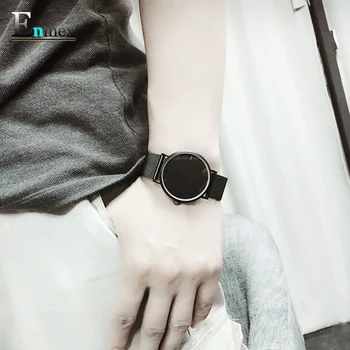 Enmex cool dizaino vyrų laikrodis nerūdijančio plieno, paprastas, stilingas Mystiqu dvi rankas paprastas trumpas veido kvarcinis laikrodis mados žiūrėti