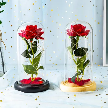Eternal Rose LED Šviesos Grožį Žvėrys Stiklo danga Žavi Forever Rose Namų Dekoro Motinos, Valentino Diena Naujųjų Metų Dovana