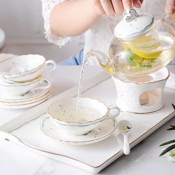 Europa Kaulų kinija Kavos Puodelio ir lėkštes Plačiai burnos Kavos Puodeliai Britų arbatos rinkinys gėlių arbatos puodelio Namuose Šalis Drinkware 150 ML
