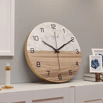 Europos Marmuro Geležies Namų Išjungimo Laikrodis Paprasta Kūrybos Sieninis Laikrodis Modernus Dizainas, Dekoratyvinės Kvarcinis Laikrodis Skaitmeninis Sieninis Laikrodis Apvalus