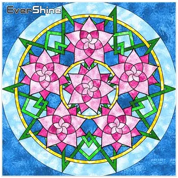 EverShine 5D Diamond Tapybos Mandala Nuotrauką Strazdų Diamond Siuvinėjimo Pilnas Ekranas Gėlės Diamond Mozaika, Sienų Dekoras