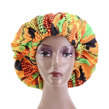 Extra Large Dydis Afrikos Modelio Spausdinimo Ankara Kepuraitės Moterų Satino Pamušalu Headwrap Kepuraitės Nakties Miego Bžūp Žiemos Skrybėlę Lady Turbaną