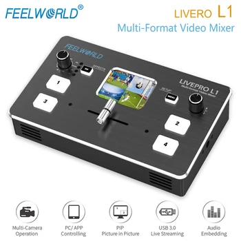 FEELWORLD LIVEPRO L1 Video Switcher Maišytuvas, 4 Multi-format x HDMI suderinamus Multi vaizdo Kamera Realiu Laiku Live Transliacijos VS mini Atem