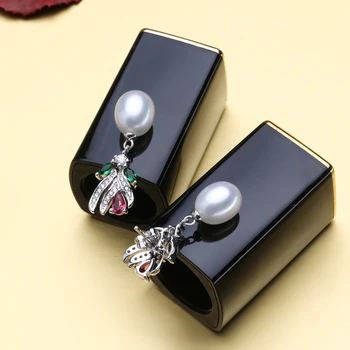 FENASY 925 Sterlingas Sidabro Auskarai Natūralių Gėlavandenių Perlų Auskarai Moterų Mados Vakarą Šalies Vestuvių Fine Jewelry
