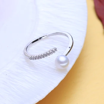 FENASY Natūralių Gėlavandenių Perlų Žiedai Moterims Fine Jewelry Klasikinis Madinga Mielas Moterų Žiedas Pearl 6-7mm