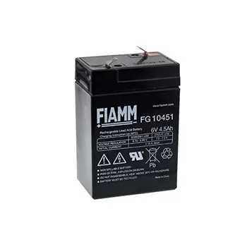 FIAMM FG10451 Baterija 6 V 4,5 Ah įkraunamas švino VAS halogeninėms žibintuvėlis, SAI, UPS, apsaugos Sistemos, signalizacijos