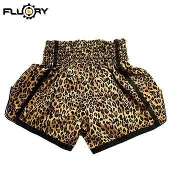 FLUORY MTSF52 Jaunimo, Moterų ir Vyrų NAUJAUSIAS ir MADOS FLUORY muay thai šortai, leopardo spalvos