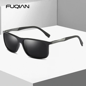 FUQIAN Prekės Dizaineris TR90 Aikštėje Poliarizuoti Akiniai nuo saulės Vyrams Ultra Light Saulės Akiniai Vyrų Derliaus Vairavimo Akiniai