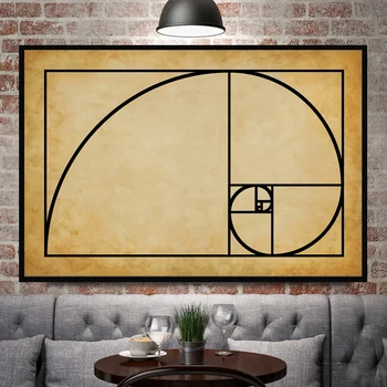 Fibonacci Spiralės Plakatas Unikalus gamtos Mokslų Matematikos Aukso Santykis Super Inžinerijos Drobės Tapybos dėl Inžinierius Dovana, Namų Puošybai