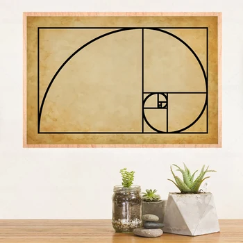 Fibonacci Spiralės Plakatas Unikalus gamtos Mokslų Matematikos Aukso Santykis Super Inžinerijos Drobės Tapybos dėl Inžinierius Dovana, Namų Puošybai
