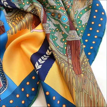 Foulard Satino Skara Moterų Šilko Prabangos Prekės Ženklo Dizaineris Galvos Šalikai Ponios Vertus Siuvami Kraštų Šalikas 90 Foulard Luxe