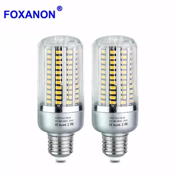 Foxanon 4pcs LED lempos, E27 E14 220V 110V Ampulä-Lumieres patalpų ir lauko apšvietimo Kukurūzų Lempa Sietynas 5W 10W 15W 20W 25W SMD5736