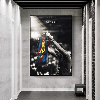 Futbolo Žvaigždė Messi Retro Plakatų ir grafikos Futbolo Žaidėjas Drobės Tapybos Sienos Menas Nuotraukas Kambarį Namų Dekoro Cuadros