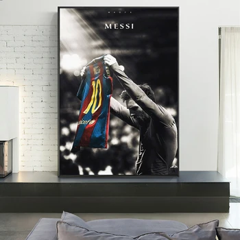 Futbolo Žvaigždė Messi Retro Plakatų ir grafikos Futbolo Žaidėjas Drobės Tapybos Sienos Menas Nuotraukas Kambarį Namų Dekoro Cuadros