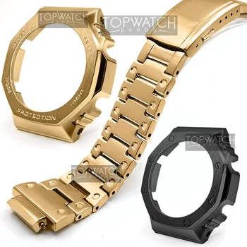 GA2100 Sidabro Aukso Nustatyti Žiūrėti Pakeitimo Watchband Bezel Metalo 316L Nerūdijančio Plieno Žiūrėti Juosta Dirželis Atveju, Laikrodžių Apyrankės