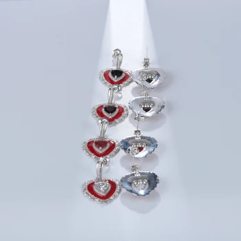 GEM BALETO Gamtinis Granatas Brangakmenio Lašas Auskarai Moterims Vestuvių 925 Sterling Silver Red Emalį Širdies Auskarai Fine Jewelry