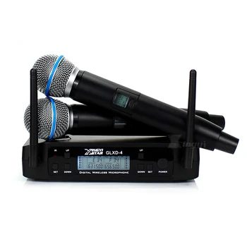 GLXD4 UHF Bevielis Mikrofonas Profesinės BETA58A BETA 58A Nešiojamą Bevielis Mikrofonas su Imtuvu, Skirtas Karaoke Kalbos Garsiakalbis