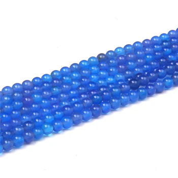 Gamtos 4mm Mėlyna agates karoliukai laisvas turas mėlyna agat gem akmens karoliukų papuošalai priėmimo rankų darbo mažas zawalcowany apyrankės 