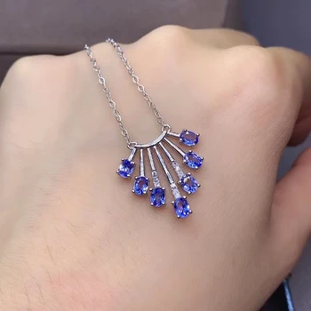 Gamtos tanzanite blue gem natūralus akmuo Pakabukas Karoliai S925 sidabro Mados kutas liutnia merginos, moterys šalis fine Jewelry