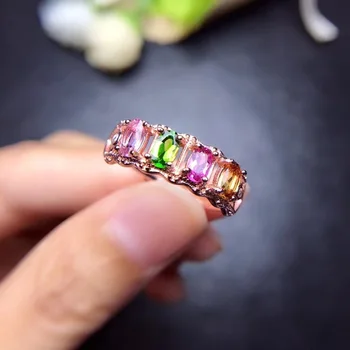 Gamtos turmalino žiedas, saldainiai spalva, šviesus ir gražus, 925 sidabras, naujausią dizainą iš Hong Kong