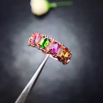 Gamtos turmalino žiedas, saldainiai spalva, šviesus ir gražus, 925 sidabras, naujausią dizainą iš Hong Kong