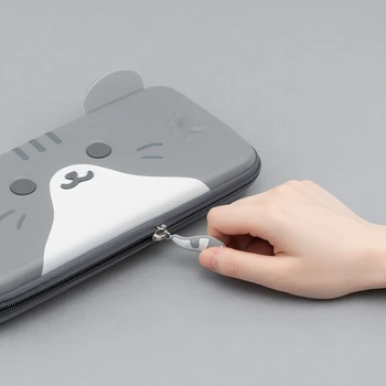Geekshare Protables Cute Kačių Ausys Nintendo Jungiklis Pilka trimatis Ausis Kelionių lagaminas Nintendo Jungiklis