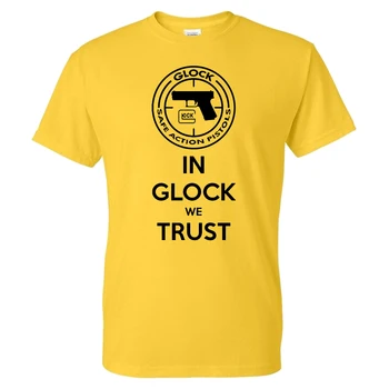 Glock Pistoletas Logotipą, Print T-shirt Mados Modelis Streetwear Vyrų, Moterų Atsitiktinis Medvilnės Marškinėlius Hip-Hop Tees Viršūnes Vyrų Madinga Marškinėliai