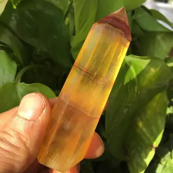 Gražus gamtos kristalų gamtos geltonos spalvos fluorito kristalas taško natūralių kristalų reiki healing 70-80MM