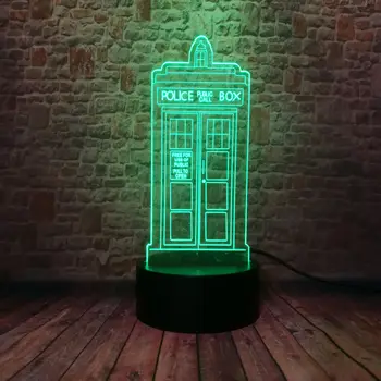 Gydytojas, kuris Figuras 3D LED naktinė lempa 7 Spalvų šviesų Tardis Modelis Flash Žaislai Dekoras
