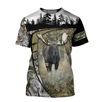 Gyvūnų Medžioklė, elnių 3D Atspausdintas vyrų marškinėliai Harajuku Mados Trumpas rankovės marškinėliai vasaros streetwear Unisex marškinėlius viršūnes LK-99