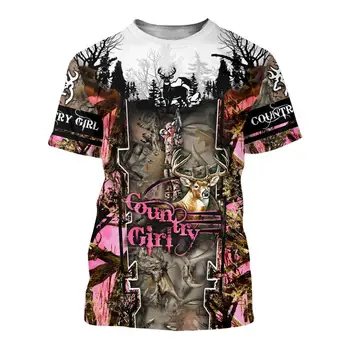 Gyvūnų Medžioklė, elnių 3D Atspausdintas vyrų marškinėliai Harajuku Mados Trumpas rankovės marškinėliai vasaros streetwear Unisex marškinėlius viršūnes LK-99