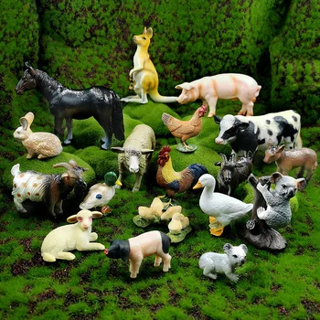 Gyvūnų Šeimos Modeliavimas Vištienos ančių, kiaulių, karvių, avių, žirgų triušis koala kengūros modelis veiksmų skaičius, apdailos Vaikai karšto žaislų rinkinys