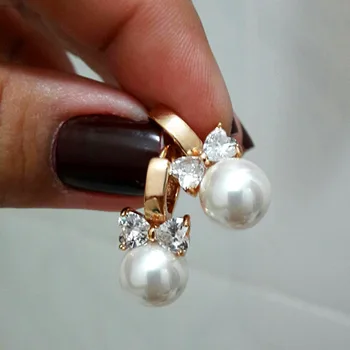 Gėlavandenių Perlų Auskarai Moterims Kristalų Dovanų Rankų Pearl Earings Afrikos Aukso Žiedai Bijoux Perle Brincs Ouro Kolczyki E0310