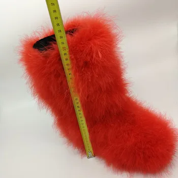 HAHAFLOWER Aukštos Kokybės Sniego Batai Originali Nekilnojamojo plaukuotas Stručio Plunksna pūkuotas Kailio Moterų Didelės Įkrovos Žiemos Moterys Sniego Batai