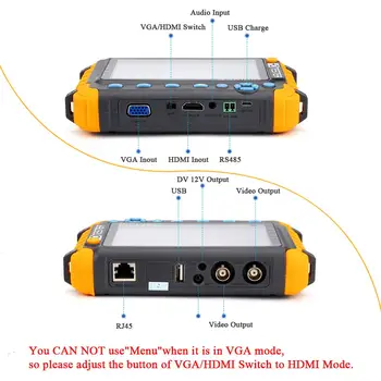 HAINAUT VAIZDO testeris 5 colių 1080P Nešiojamų VAIZDO Mini stebėti kameros testeris HAINAUT CVBS testeris kamery HDMI VGA R485 vaizdo testeris