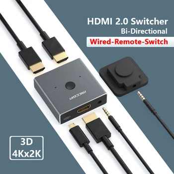 HDMI Switcher 1x2 Mini 1-2 IŠ Vielos Kontrolės HD 2.0 4K XBOX 360 PS4 Smart Android HDTV Įjunkite Adapterį Spliter MICCGIN