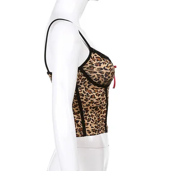 HEYounGIRL Cheetah Spausdinti Y2K Korsetas Pasėlių Viršuje Moterų Harajuku Seksualus Sleeeveless Camisole Camis Viršuje Ponios Vasaros Leopard Vest 2020 m.