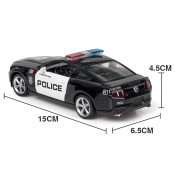 HOBEKARS 1:32 Automobilio Modelį Diecasts & Žaislinės Transporto priemonės Mustang GT Metalų Lydinio, Modeliavimo Policijos Automobilį Žaislai Su Garso, Šviesos, Vaikams Dovanų