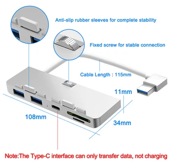 HUWEI Aliuminio lydinio USB 3.0 HUB 3 port adapteris, splitter su SD/TF Kortelių Skaitytuvas Skirtas iMac 21.5 ir 27, PRO Plonas Unibody kompiuteris