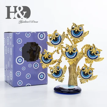 H&D Fengshui Mėlyna Blogio Akių Medį, Pinigus, Apsaugą, Gerovę Pasiekti Sėkmės Kalėdų Dovana, Namų Dekoro Ornamentą Showpiece Derva