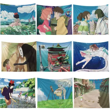 Hayao Miyazaki Anime Filmą Totoro Spausdinti Gobelenai Sienos Kabo Saulėgrąžų Gobelenas Dekoratyvinis Antklodė Kilimų Boho Jogos Kilimėlis Dekoras