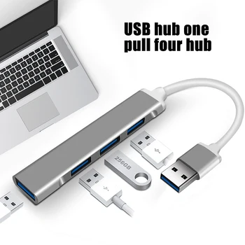 Home Office Mini USB 3.0 Splitter Universalus Maitinimo Aliuminio Lydinio Didelės Spartos Tipo c HUB Extender 4 Port Kabelių Organizatorius