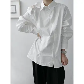 IEFB /vyriški drabužiai Nišą dizaino nereguliarus dekonstrukcijos marškinėliai su dviguba iškirpte prarasti didelio dydžio, juoda balta viršūnes vyrų 9Y3978