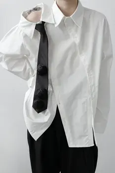 IEFB /vyriški drabužiai Nišą dizaino nereguliarus dekonstrukcijos marškinėliai su dviguba iškirpte prarasti didelio dydžio, juoda balta viršūnes vyrų 9Y3978