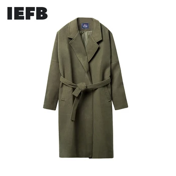 IEFB /vyriški drabužiai Overknee Ilgas kailis 2020 mados naujų Sustorėjimas Išlaikyti Šiltas Vilnonis Paltas Vyrų Banga Prarasti didelės apimties medžiaga 9Y879
