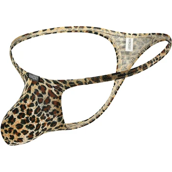 IKingsky Vyrų Leopard G-String Didelis Maišelis Y-Atgal Apatiniai Seksualus Žemas Augimas Bumbulas Diržu Pagal Kelnaitės