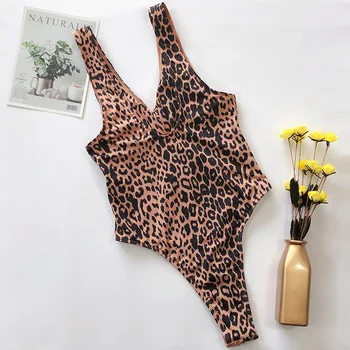 INGAGA Aukštos Sumažinti maudymosi Kostiumėliai Moterims Iškirpti vientisi maudymosi kostiumėlį, Leopardas Kratinys Bodysuit 2021 Naujas Maudymosi Kostiumas, Paplūdimio Plaukti Dėvėti